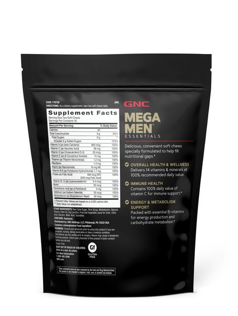 GNC Mega Men® Soft Chew Multivitamin - Mixed Fruit - 60 Soft Chews (30 Servings)