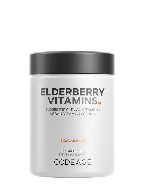 Codeage Elderberry Immune Complex - Daily Vitamin C Vegan D3 & Zinc Supplement - 90 Capsules (30 Servings)