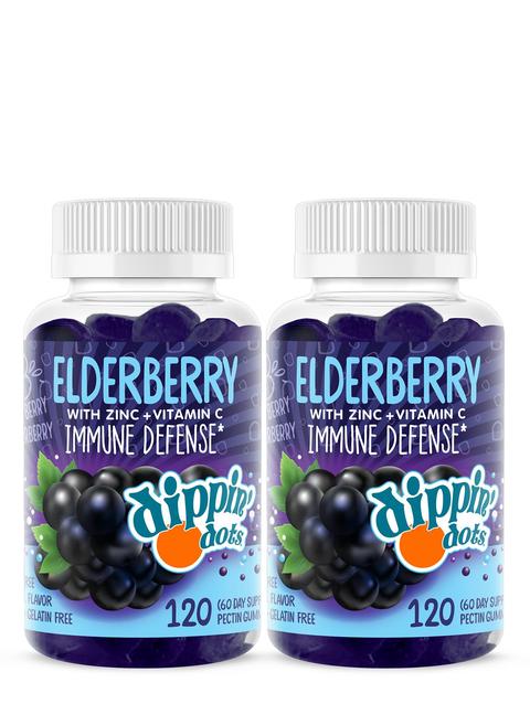 Dippin' Dots® Elderberry Immune Defense Gummies - Very Berry Dippin' Dots - Twin Pack (60 Servings Each)