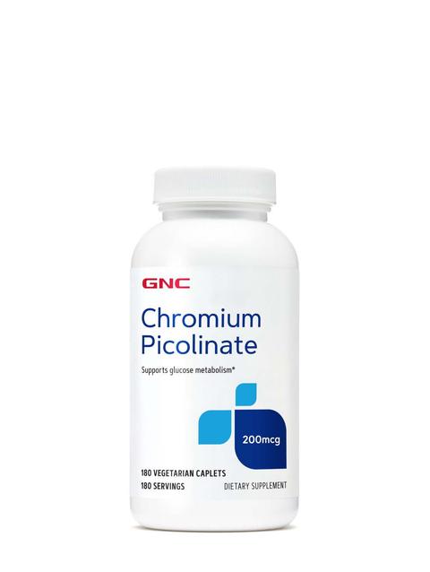 GNC Chromium Picolinate 200mcg - 180 Vegetarian Caplets (180 Servings)