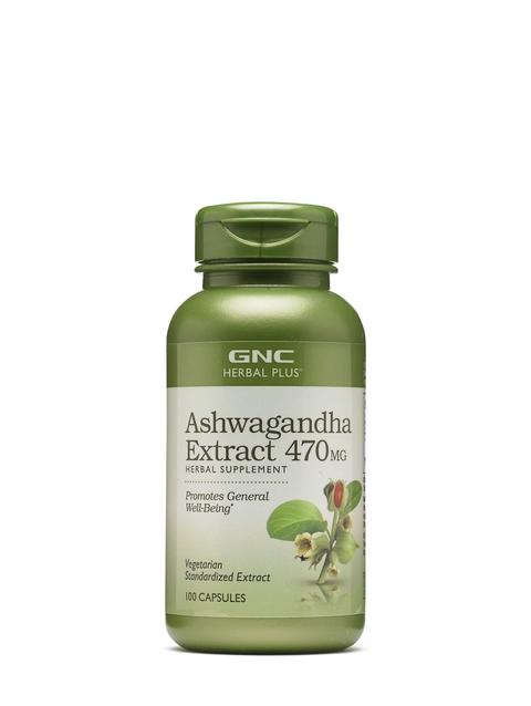 GNC Herbal Plus® Ashwagandha Extract 470mg - 100 Capsules (100 Servings)